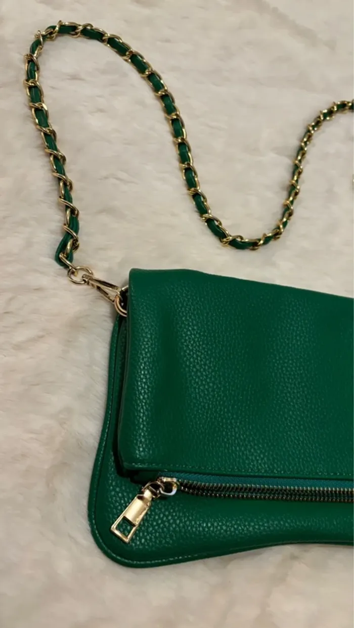 Sac bandoulière vert et doré - photo numéro 2