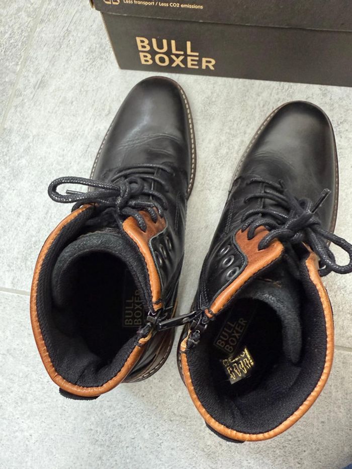 Bottines Bullboxer homme noires et cognac taille 40 super état - photo numéro 8