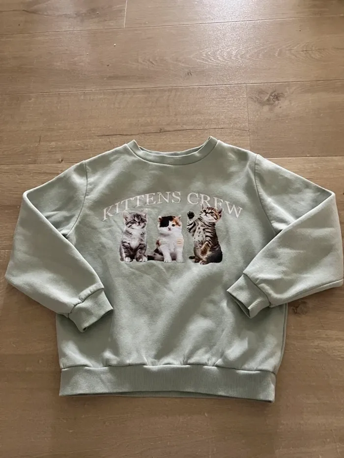 Pull sweat 122/128 cm 6/8 ans motif chat H&M