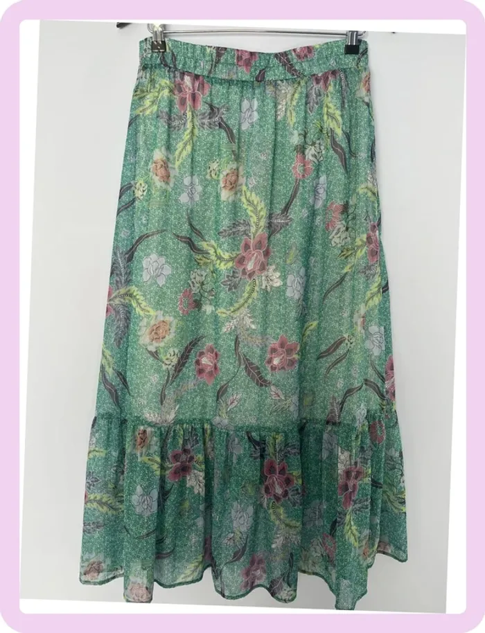 Jupe Longue Verte à Motifs Fleuris – Morgan - Taille 42 - Neuf avec étiquette👗 - photo numéro 5