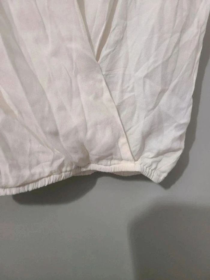 Blouse top forme cache coeur sans manches ikks taille 36 blanche - photo numéro 5