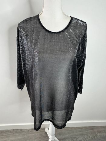 Blouse transparente noire et argentée python serpent Canda C&A T42 XL