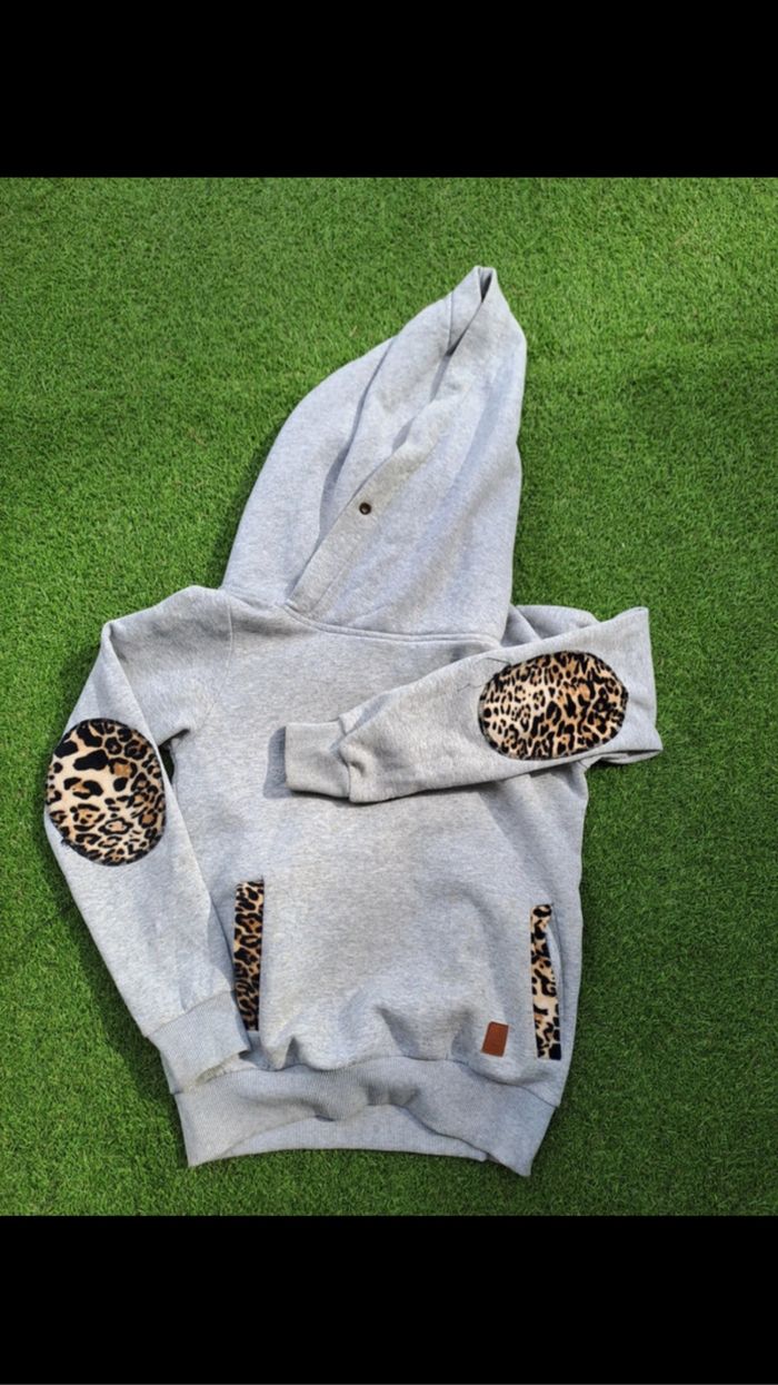 Sweat-shirt à grosse capuche Cabaneli léopard taille XS - photo numéro 4