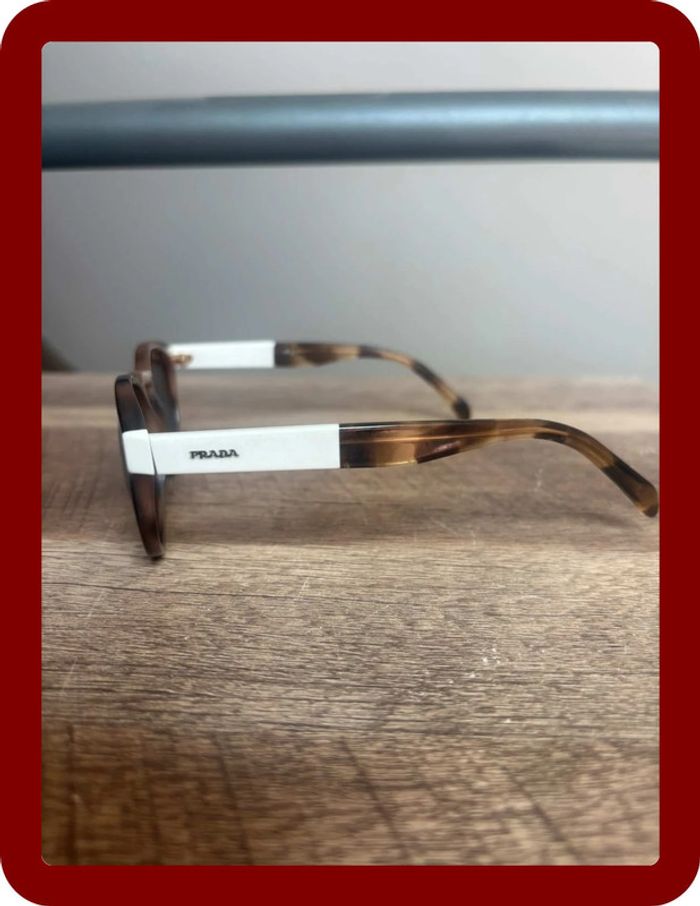Lunette de soleil Prada grand verre année 2000 blanche et marron - photo numéro 3