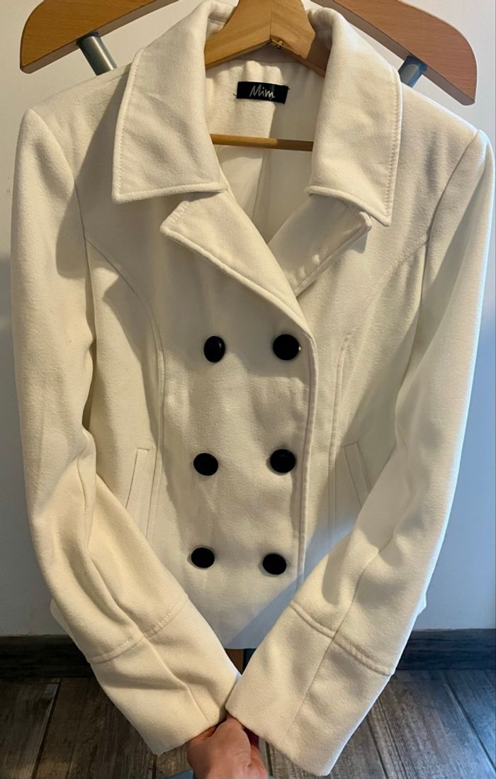 Manteau blanc MIM style caban croisé T38/M - Très bon état - photo numéro 2