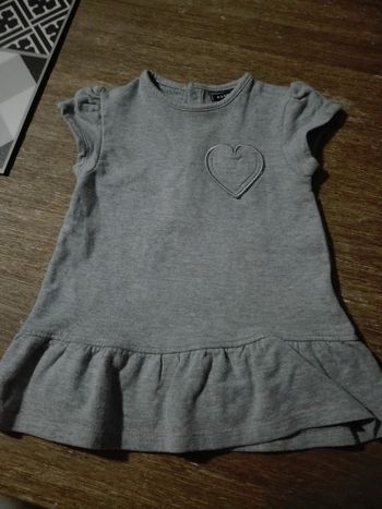 Robe bébé fille 12 mois grise unie cœur