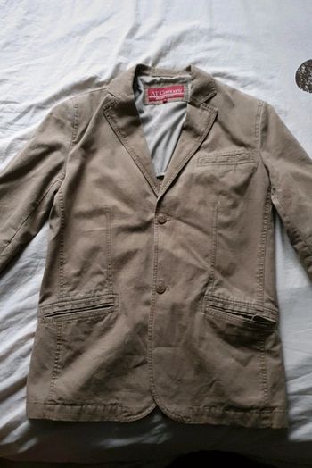 Veste costume homme coton et lin maron clair