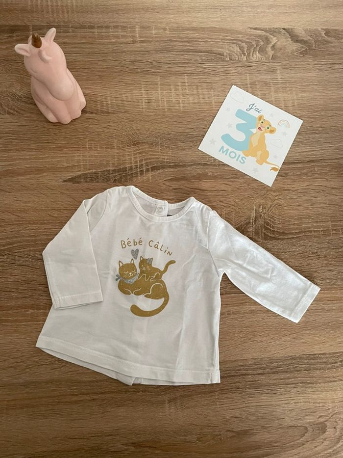 Tee shirt manches longues Vertbaudet 3 mois