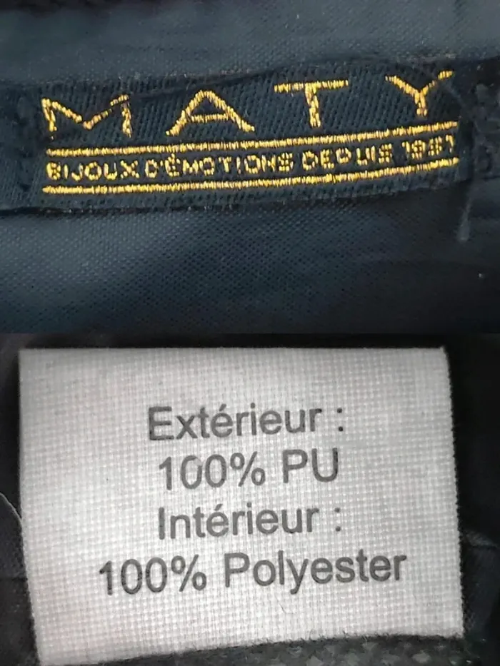 Pochette plate noir effet cuir daim or pompon / Maty - 18x14cm - photo numéro 5