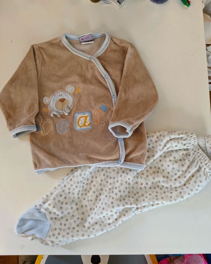 Pyjama 2 pièces velours mixte 9-12 mois 74 cm neuf