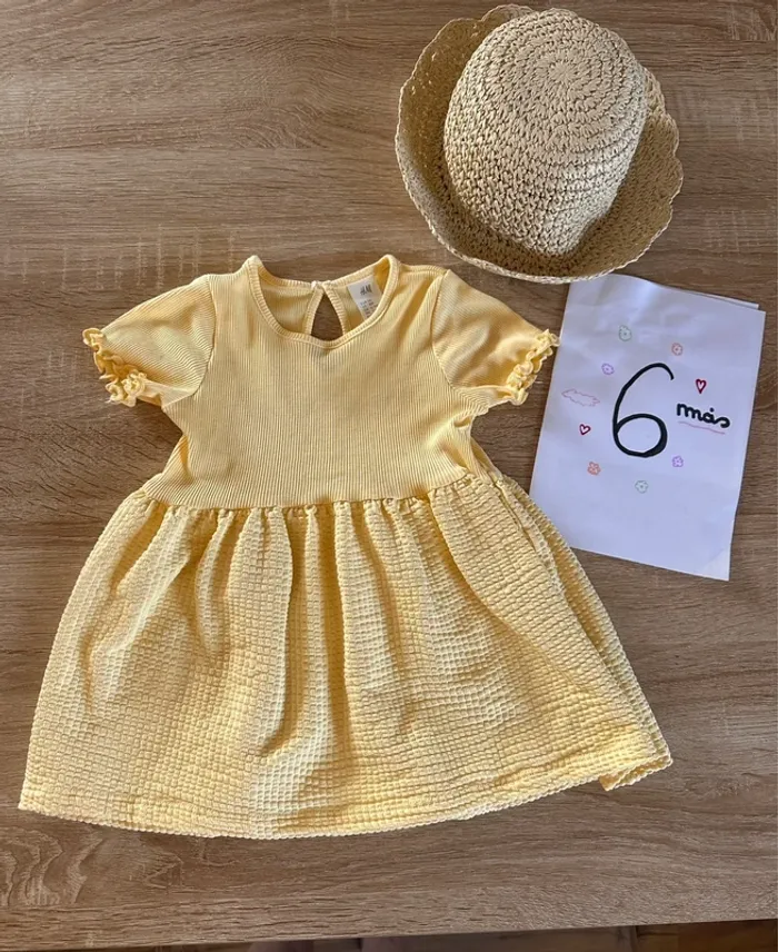 Tenue fille, robe et chapeau bébé fille