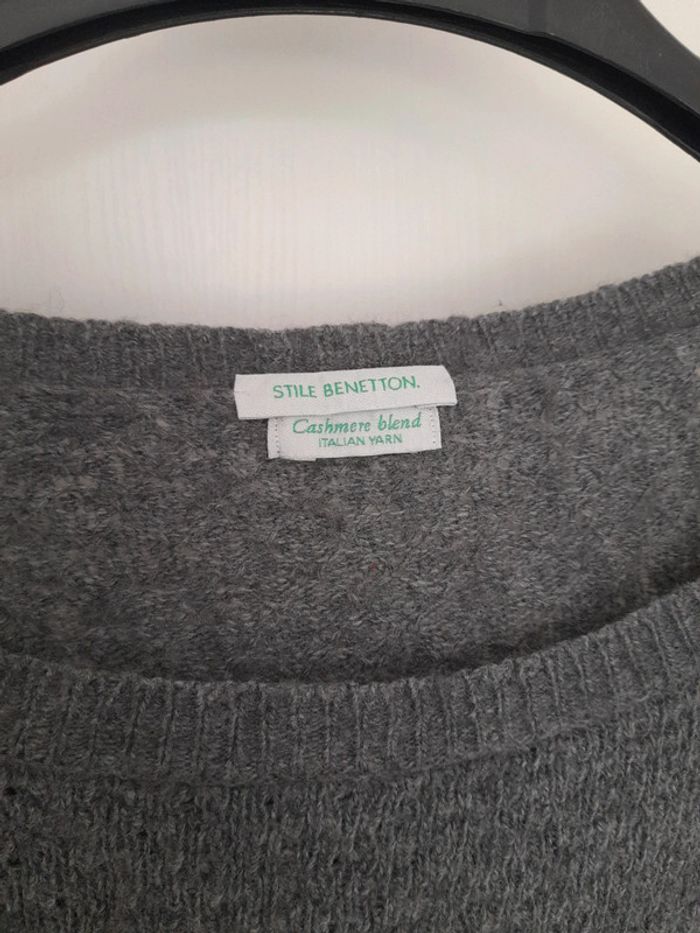 Pull gris foncé Stile Benetton Cashmere Blend taille S - photo numéro 2