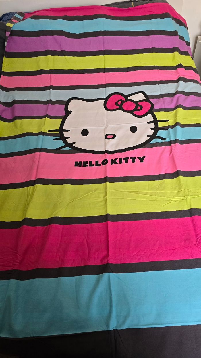 Housse de couette hello kitty rayé