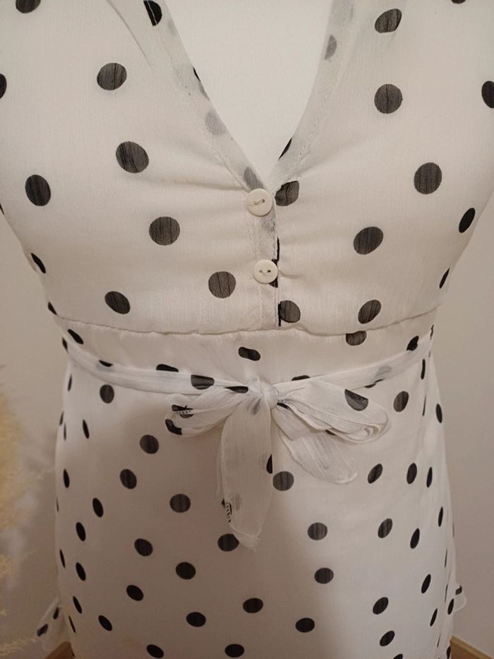 Tunique blanche à pois noirs Leslly taille L 40 - photo numéro 3