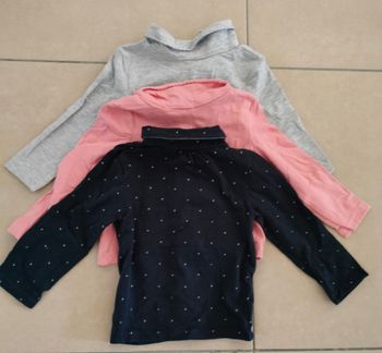 Lot de 3 T-shirt manches longues avec col 80 cm