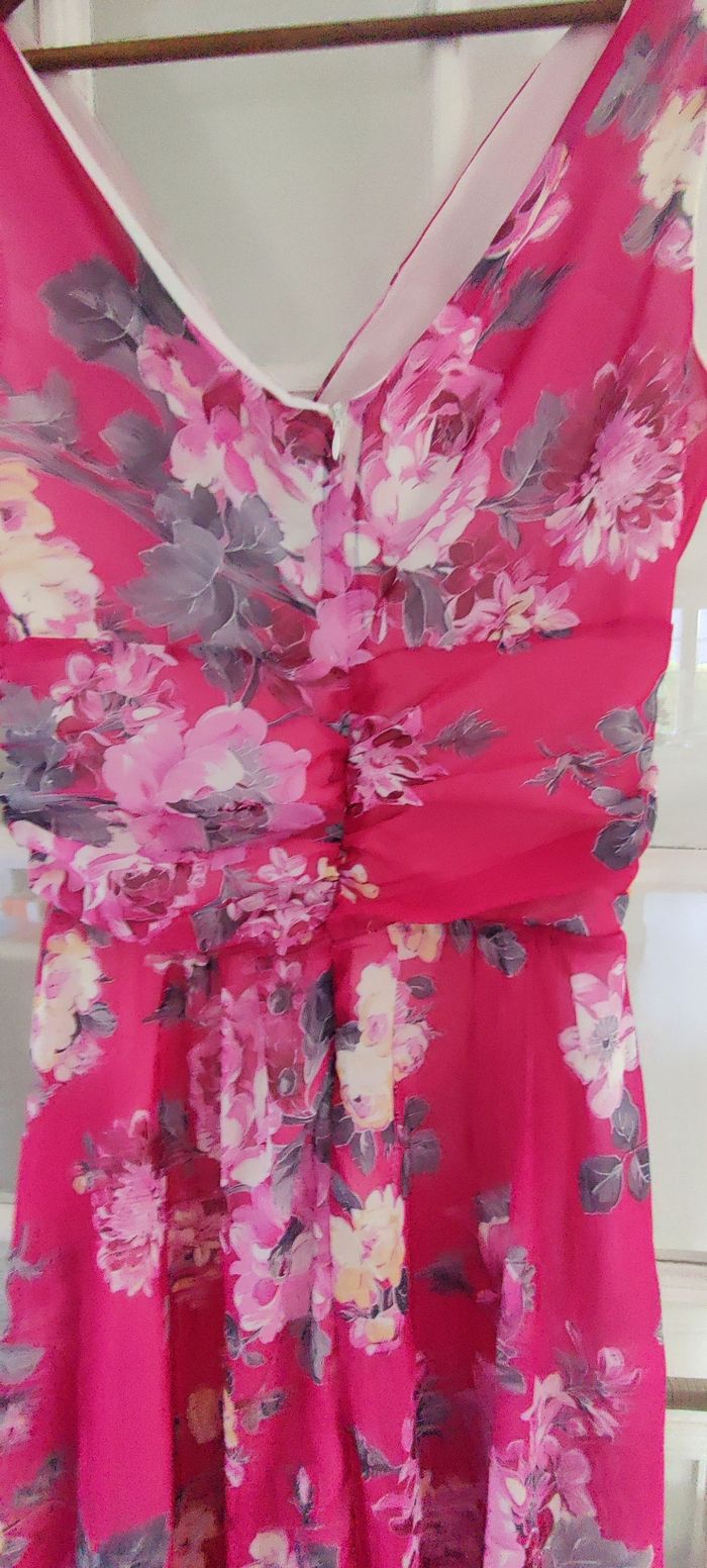 Robe longue cérémonie rose fleurie - photo numéro 2