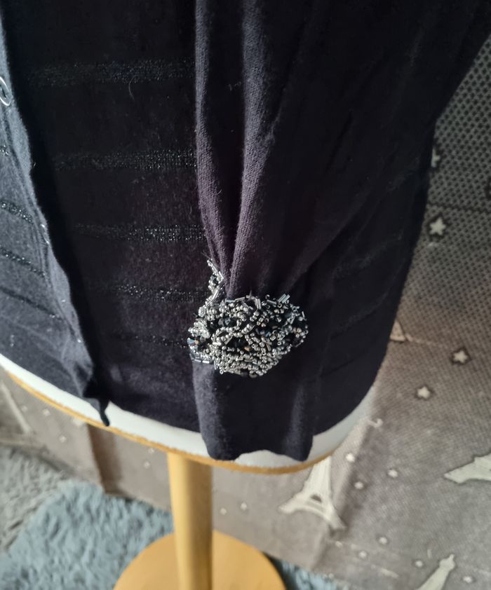 Gilet noir à rayures pailleté taille M - photo numéro 3