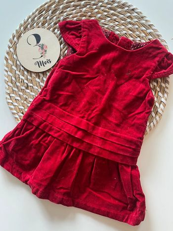 Robe velours rouge Obaibi - taille 3 mois