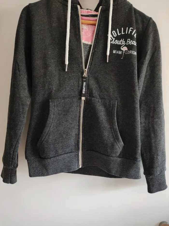 Sweat capuche zippé gris foncé chiné - Hollifield - S - photo numéro 4
