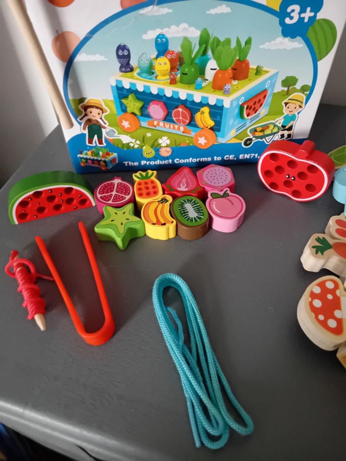 Lot jouets enfant en bois 3 ans mixte tbe - photo numéro 3