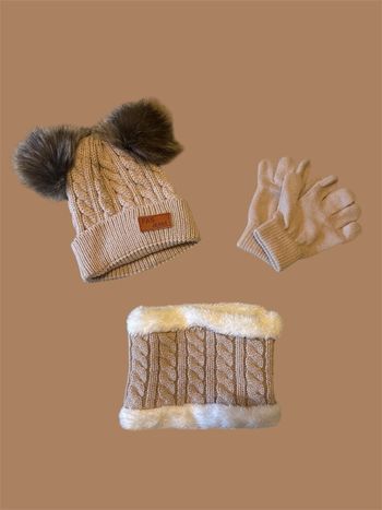 Ensemble bonnet, cache cou et gants fille – TU