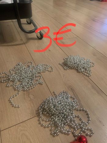 Lot de 3 guirlandes perles argent