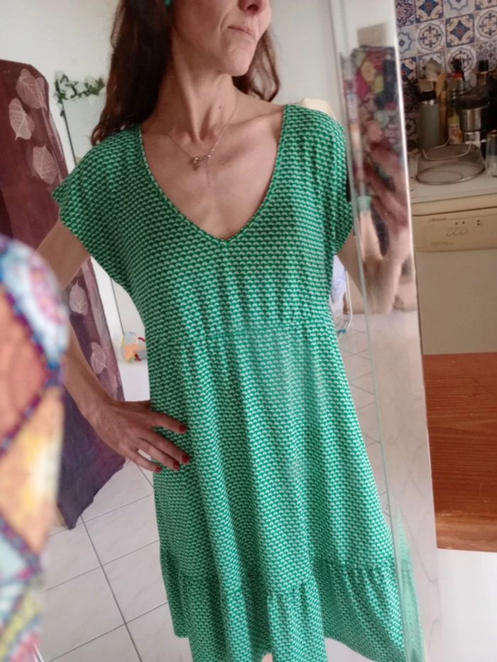 Robe XL verte et blanche c80 - photo numéro 2