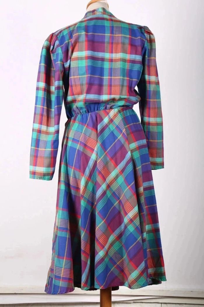 Petite robe vintage 80's en coton et viscose motif à carreaux (#250013) - photo numéro 2