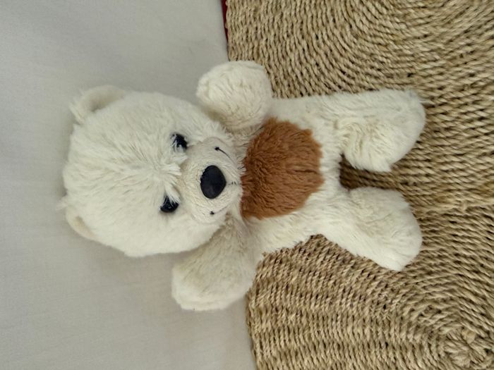 Peluche ours écru/marron poche derrière - photo numéro 1