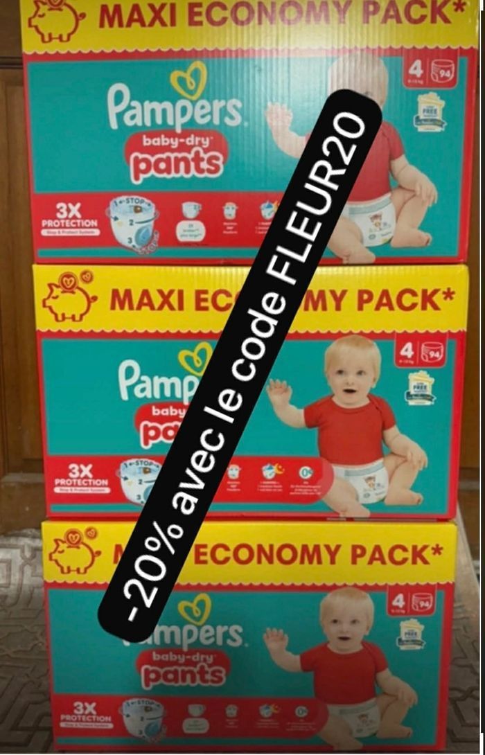Trois carton de couches pampers taille 4 normale