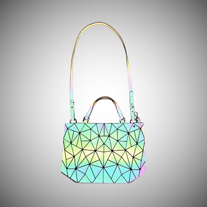 Sac à Main Géométrique Réfléchissant / Holographique – Bandoulière Amovible – Style Tendance