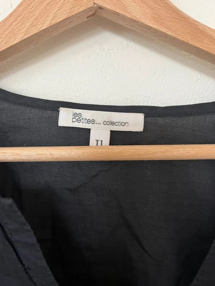 Blouse chemise chemisier noire 38 Les Petites manches pagode, broderie effet dentelle taille 1 (36) - photo numéro 5