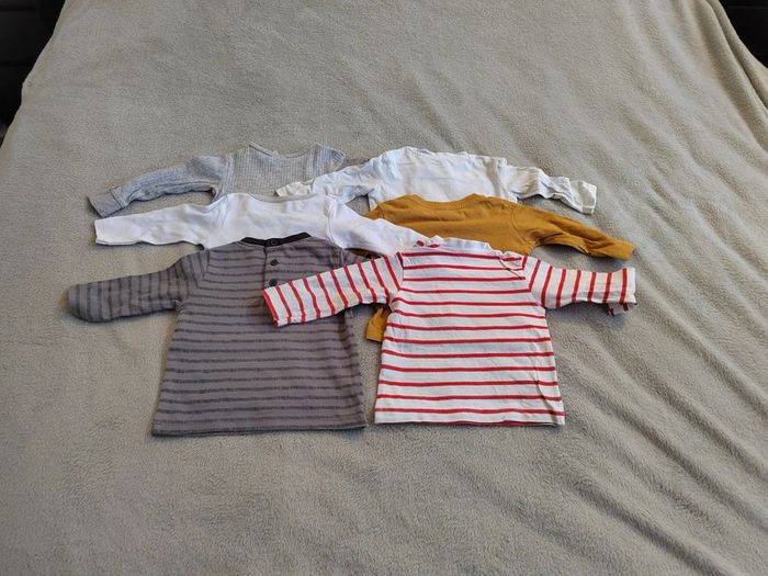 Lot 6 t-shirt manches longues 6 mois - photo numéro 2