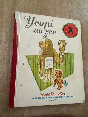 Livre album carton ancien gentil coquelicot Pierre Probst - Youpi au Zoo chien