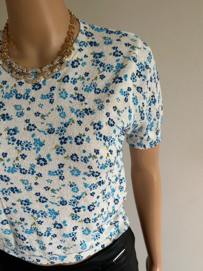 Haut blanc et fleurie neuve à manches courtes Zara taille S - photo numéro 6