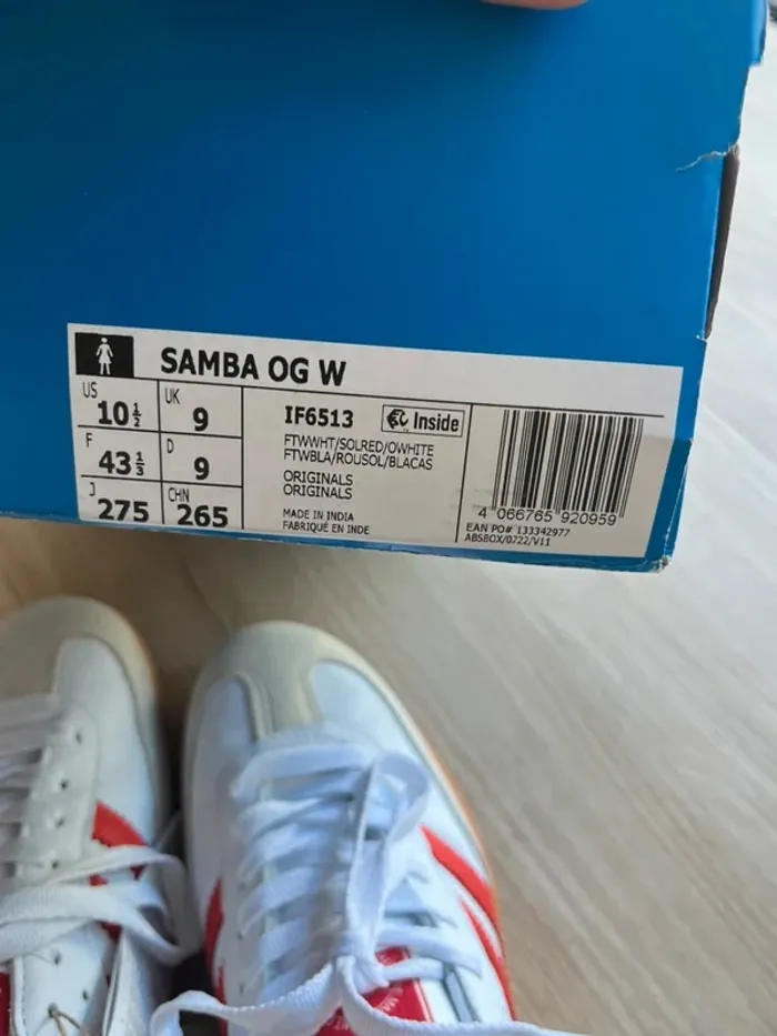 Adidas Samba OG White Red 43,5 - photo numéro 7