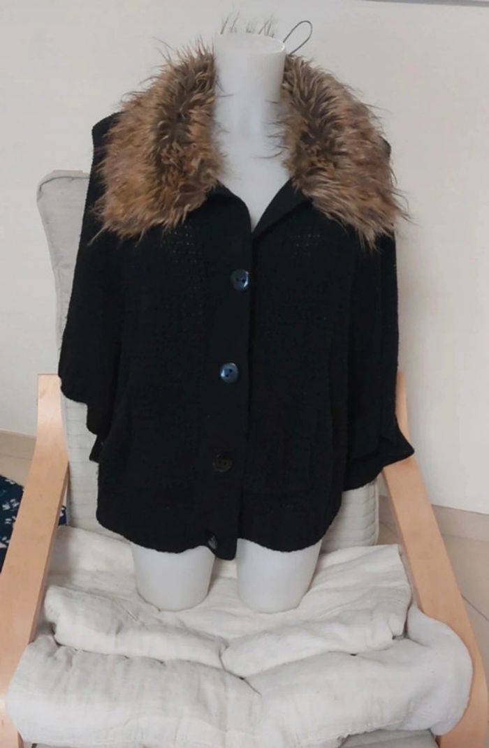 Poncho col fausse fourrure grande taille