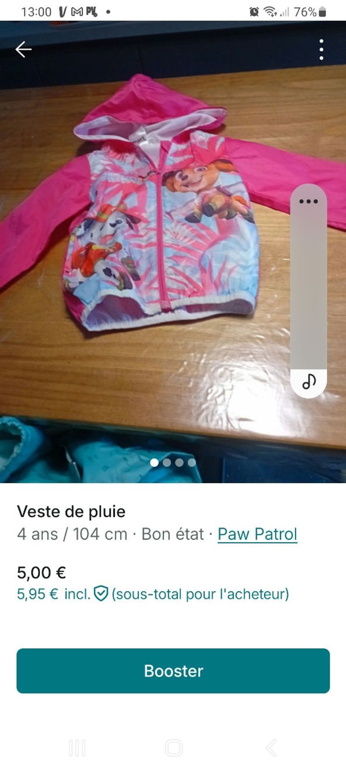 Veste de pluie 4 ans
