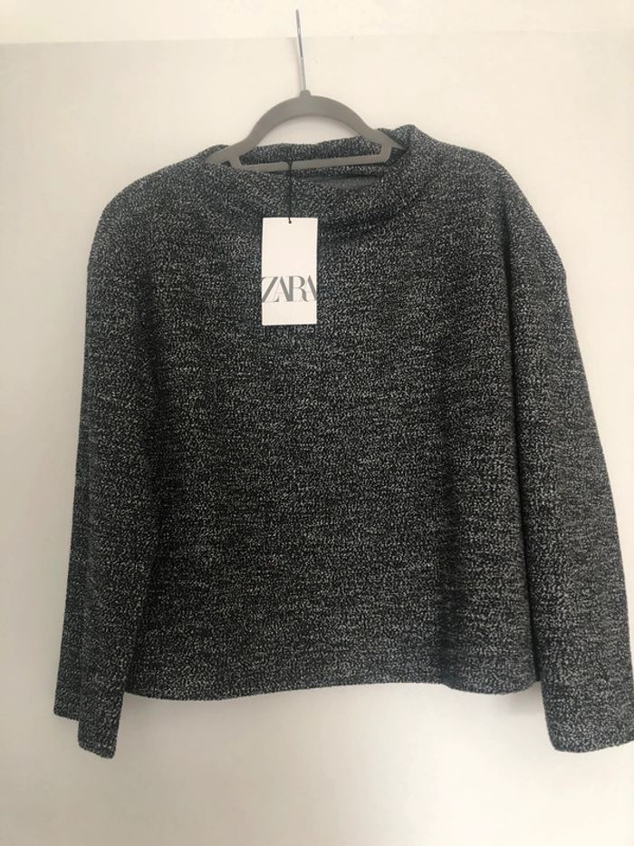 Superbe beau pull avec col drapée Zara neuf avec étiquette taille S - photo numéro 2