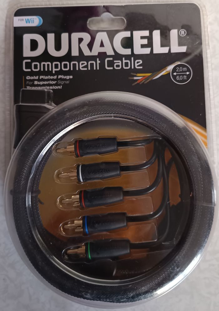 Cable Plaqué OR 2M pour Wii/Wii U. Vidéo, Audio. Haute Qualité. Duracell. Neuf