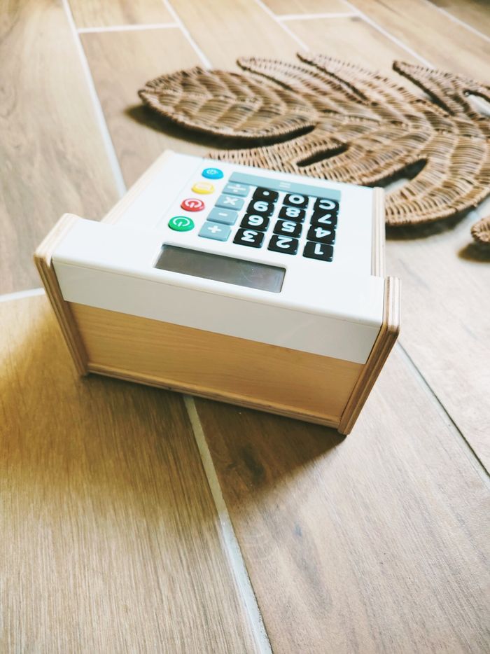 💵Dinette caisse enregistreuse calculatrice en bois avec argent - photo numéro 5