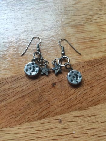 Boucle d'oreilles lune et étoile argenté