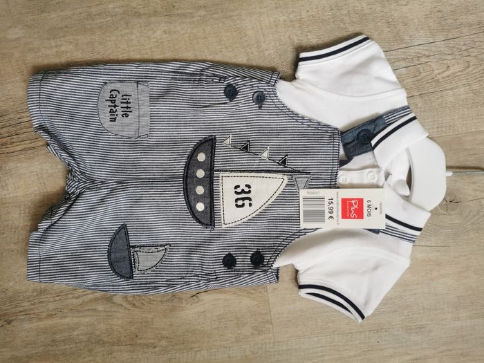 Ensemble salopette et polo garçon neuf 6 mois
