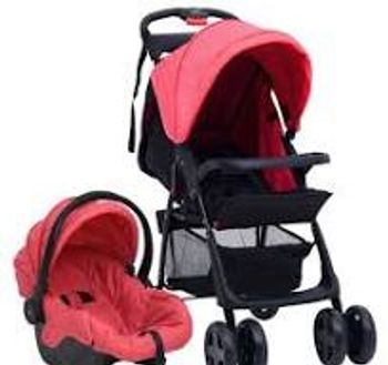 vidaXL Poussette pour bébé 3-en-1 Rouge parfait état