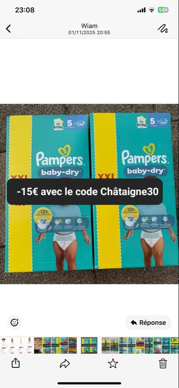 2 carton de couches Pampers taille 5