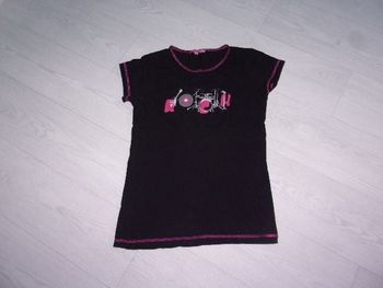 Tee shirt SPOT écritures "ROCK" noir et rose taille 36 TBE