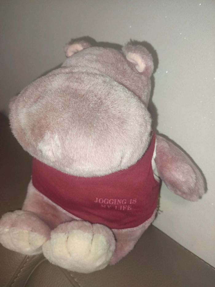 peluche rose hippopotame et blanc - photo numéro 6
