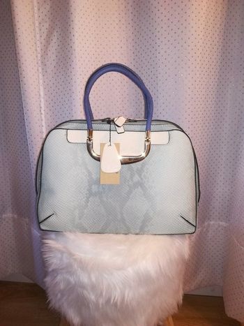 Sac effet python bleu beige/blanc cassé, Encant, Neuf avec étiquette!