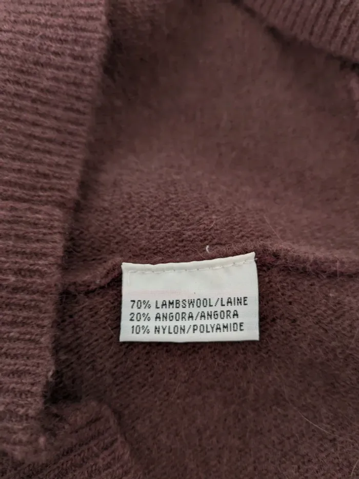 Pull chaud brodé vintage - laine agneau angora - taille 42 - photo numéro 5