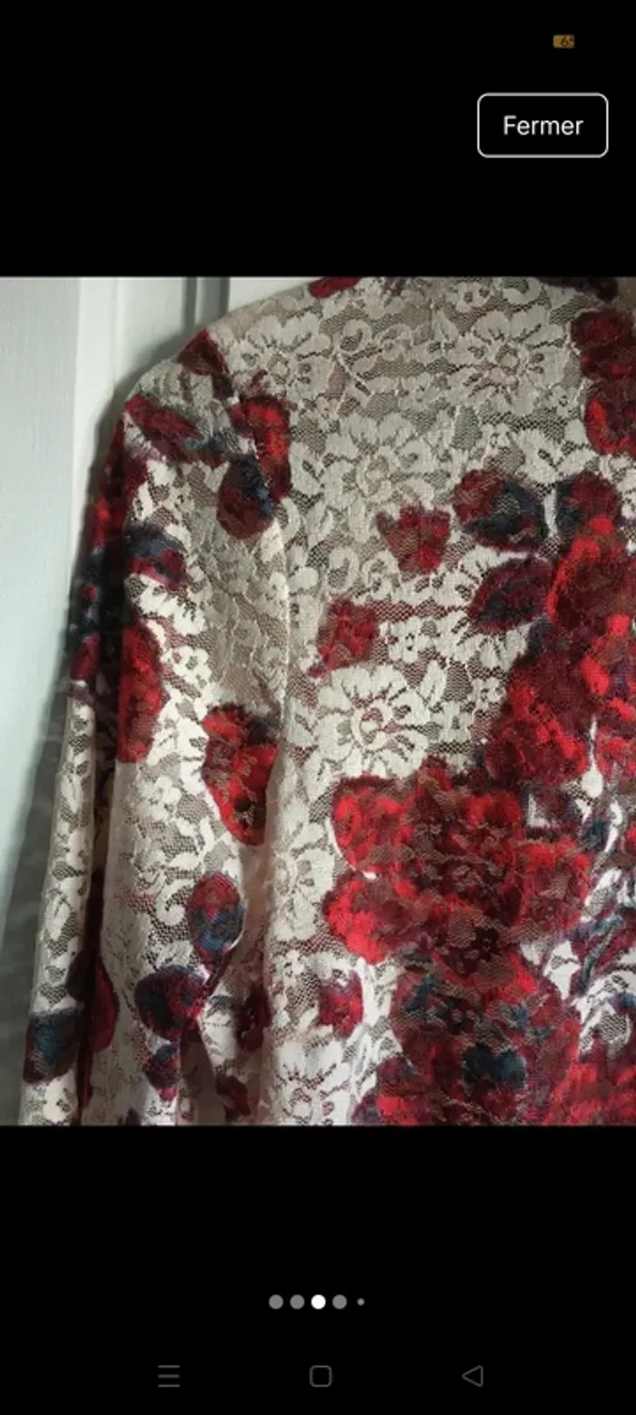 Top en dentelle "Zara" semi ajouré - motif fleur - photo numéro 4